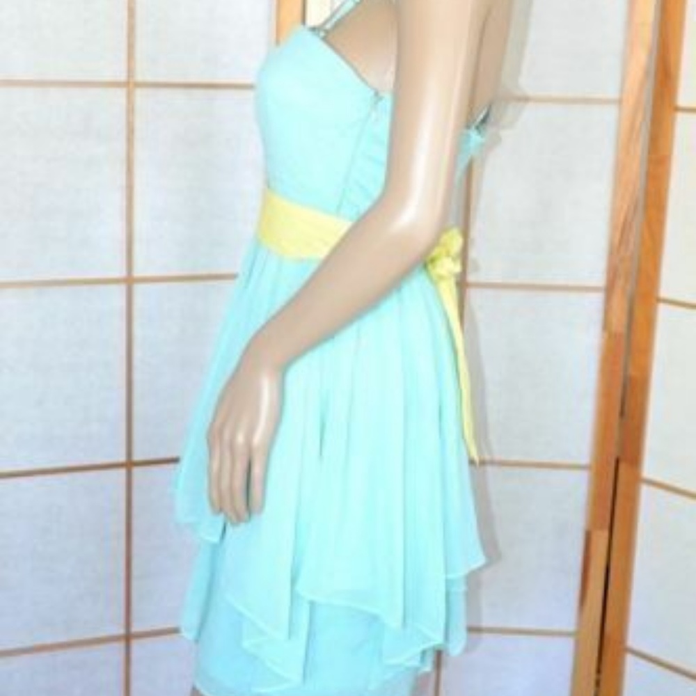 NWT Ark Co Anthro Blue Tiered Chiffon Dress S - Picture 2 of 4